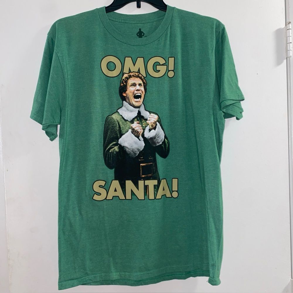 Ripple Junction Elf Movie “ OMG Santa  Sz L Nostalgia Silhouette Green Tee‎